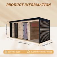 Sauna extérieur finlandais haut de gamme Dune Desert Star Night en pin thermocellé, trois zones, verre panoramique, Wi-Fi intelligent, prêt pour la livraison DDP