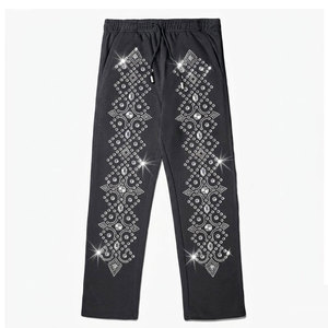 Pantalones Casuales para Hombre, 100% Algodón, con Detalles de Pedrería, Ajuste Cómodo para un Estilo Diario Moderno y Elegante - Product Image 1