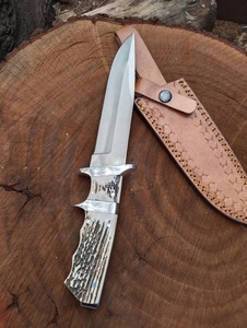 Custom Handmade Damascus Steel <b>Drop</b> Point Straight Tactical Bowie Hunting Knife Stag Horn Handle Outdoor Survival Camping - Product Image 6