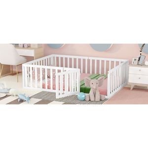 Letto a giorno in legno bianco a grandezza naturale con recinzione per bambini, vecchio SKU WF289662AAK - Product Image 4