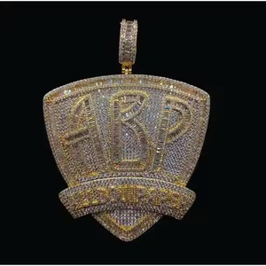 Pendentif unisexe plaqué avec accents inspirés du diamant abp, bijoux tendance hip-hop pour tous les jours et les soirées - Product Image 3