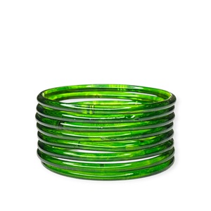 Vibrant Green Jelly Glass Finish Kashmiri <b>Bangles</b> Set Lightweight Daily Wear Traditional Wedding Stackable Jewellery - Product Image 3