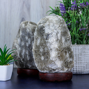 Home Décor with OEM Size Private Label Wholesale Supplier Custom Design Gray Himalayan Salt Lamps Premium Natural Rock Crystal - Product Image 5