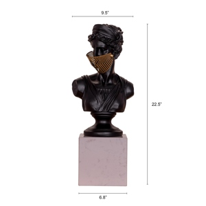 Escultura Moderna de Busto de Diosa Griega, Estatua de Venus de Resina Negra con Máscara Dorada, Decoración Nórdica Minimalista para el Hogar, Estética de Lujo - Product Image 5