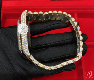 Montre mécanique glacée avec cadran diamanté, bracelet, montre-bracelet, lunette saphir, style bijou pour cadeau et présentation - Product Image 6