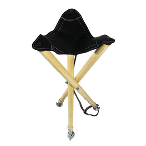 Premium <b>leather</b> hunting <b>stool</b> folding tripod camping <b>stool</b> wholesale supplier OEM custom branding export for sale - Product Image 1