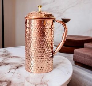 Ensemble de carafes en cuivre pour une esthétique de cuisine haut de gamme, service d'eau en métal avec verres, durable et réutilisable pour la cuisine et la salle à manger - Product Image 2
