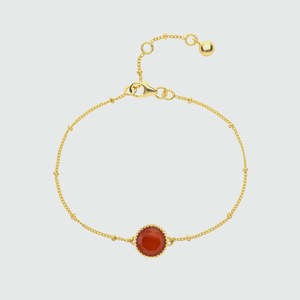 Wholesale Carnelian <b>Bracelet</b> <b>Gold</b> Plated <b>Adjustable</b> Chain Round Faceted Gemstone Dainty Minimal Jewelry Women Gift Supply - Product Image 2