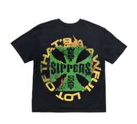 T-shirt Hip Hop personnalisé en molleton français vintage épais, 100% coton de haute qualité, style rétro, tissu décontracté, impression DTF