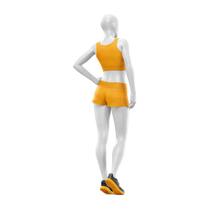 Ensemble de yoga ODM 2 pièces : Crop top et short taille haute sans couture, col rond, dos nageur, design orange uni, respirant, en Spandex et Polyester - Product Image 2