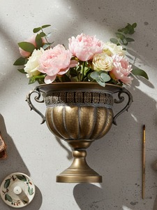 Modern Bronze Handmade Tabletop Vase <b>Red</b> <b>Bow</b> Pink Peonies White Orchids Decorative Flower Arrangement for Housewarming - Product Image 4