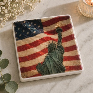 Premium Natural <b>Marble</b> <b>Coaster</b> With India Flag Print Waterproof Square Tea Coffee Cup <b>Coaster</b> Decorative Tableware Gift Items - Product Image 5