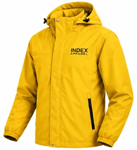 Chaqueta Impermeable con Capucha Amarilla para Hombre, Marca Index Apparel, con Cierre Frontal - Product Image 4