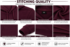 Sudadera con Capucha para Hombre, Color Granate Sólido, Estilo Casual, Manga Larga, con Bolsillo Tipo Canguro - Product Image 6