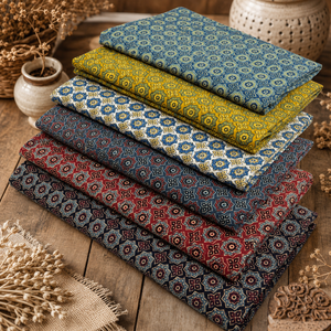 Jaipur Moda Anaya I Artisan Cotton <b>Fabric</b> with Repeating Rosette Tile Print for Kurtis Dresses Shirts and Crafts - Product Image 1