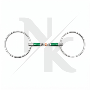 Premium Stainless Steel Loose Ring Snaffle Green Double <b>Jointed</b> Mouth Horse Bit Copper <b>Roller</b> Comfortable High Quality - Product Image 6