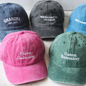 Casquette de baseball non structurée à 6 panneaux en 100 % coton, avec logo brodé personnalisé, profil bas, effet délavé, style Dad Hat, vente en gros - Product Image 4