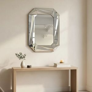 Specchio da Parete Grande a Forma di Diamante Senza Cornice, Elegante e Moderno con Bordo Smussato, Decorazione per Soggiorno, Ingresso e Sala da Pranzo - Product Image 3