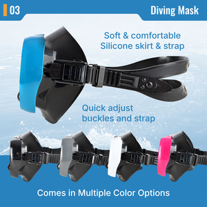 Masque de plongée professionnel à lentille unique en verre trempé anti-buée, équipement de plongée avec logo personnalisé OEM/ODM/OBM, vente en gros - Product Image 4