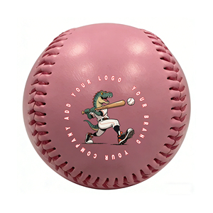 Balle de baseball rose personnalisée avec motif de dinosaure pour l'entraînement au baseball, balle en caoutchouc souple et durable - Product Image 1