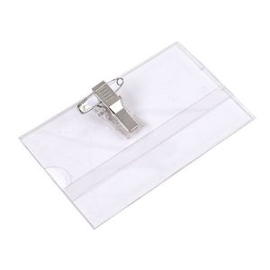 PVC Waterproof Id Card Holder Hookei High Quality Clear Plastic Horizontal Name Tag Badge With Safety <b>Pins</b> and Crocodile Clips - Product Image 5