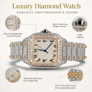 นาฬิกาผู้ชายคุณภาพสูงจากอินเดีย ประดับเพชรโมอิสซาไนต์ VVS1 สี DEF ทรงกลม ตัวเรือนสแตนเลสสตีล 316L ดีไซน์หรูหรา - Product Image 6