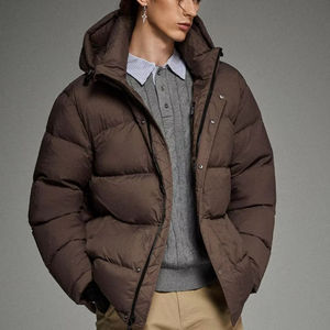 Veste matelassée en toile pour homme de qualité supérieure, chaude, rembourrée, protection hivernale, imperméable, coupe-vent, confortable, avec logo sur le devant - Product Image 1