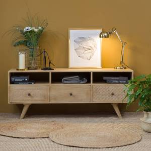 Meuble TV Vandana Cresta Vento en bois de manguier blanchi - Product Image 1