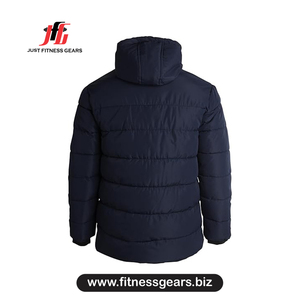 Chaqueta acolchada con capucha para hombre, a prueba de viento, informal de invierno, con relleno grueso de poliéster, cierre de cremallera. - Product Image 2