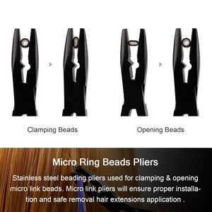 Hair Extension <b>Pliers</b> <b>Set</b> Metal Tool For Installation And Removal Black Handle - Product Image 5