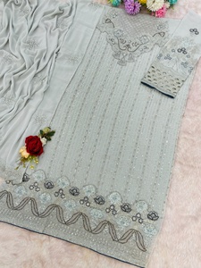 ชุดสัลวาร์ คามีซ ฟอกซ์ จอร์เจตต์ แบบเย็บกึ่งสำเร็จ พร้อมงานปักและงานประดับด้วยลูกปัด ความยาวระดับกลาง สไตล์ทันสมัย เหมาะสำหรับงานแต่งงาน งานดิวาลี และงานพรอม - Product Image 5