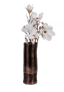 Decorative <b>Copper</b> Finish Round Aluminum Flower <b>Vase</b> Textured Handcrafted Dishwasher Safe Vessel for Kitchen Table Centerpiece - Product Image 2