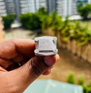 Bague en argent sterling 925 avec moissanite VVS, bijoux de mode pour homme, style classique, luxe, hip hop, bague scintillante - Product Image 4