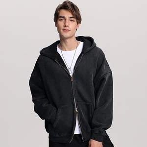 Sudadera con capucha y cremallera completa para hombre, 100% algodón, de peso pesado, estilo vintage con lavado ácido, diseño personalizado, ropa urbana, venta al por mayor - Product Image 5