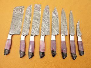08 Pieces Hand Made Damascus Steel Drop Point Kitchen <b>Knife</b> Set with <b>Bone</b> <b>Handles</b> OEM/ODM/OBM Customizable - Product Image 5