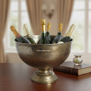 Bac à vin sur piédestal en laiton antique vintage, bac décoratif en métal pour fête, centre de table de luxe, refroidisseur à champagne pour décoration de mariage - Product Image 3