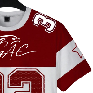 Camiseta Deportiva Sublimada Roja y Blanca para Hombre, Manga Corta, Transpirable, de Secado Rápido, 100% Poliéster, para Entrenamiento Atlético, Informal, Talla XL - Product Image 3