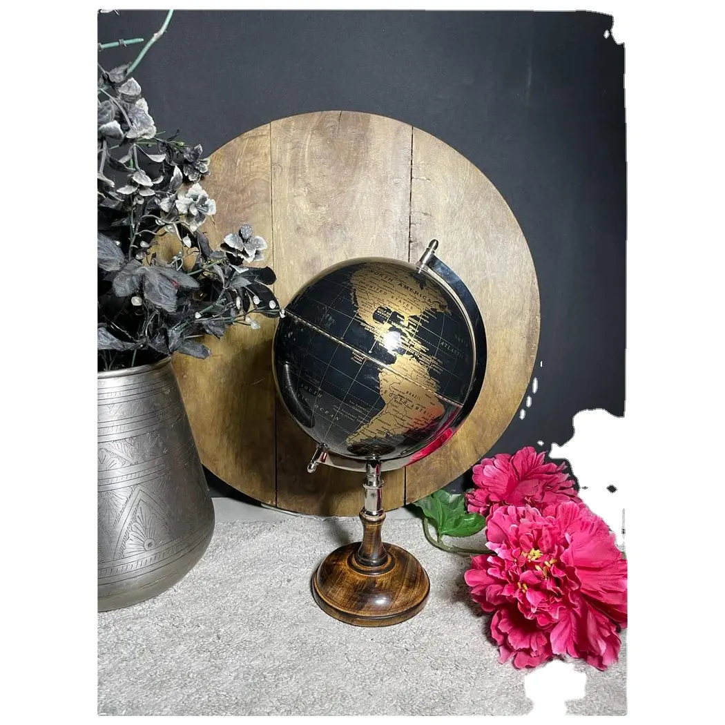 Elegant design globe with stand metal elegant rotating globes for decor and gifting By INDIAN METAL WORLD