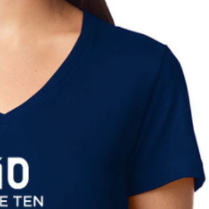 Camiseta de Cuello en V para Mujer, Azul Marino, Algodón Suave, Informal, Manga Corta, Cómoda, Básica, Personalizable, Venta al Por Mayor para Damas - Product Image 6