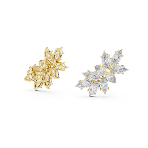 Pendientes de Diamantes Cultivados en Laboratorio con Corte Marquesa y Pera en Oro Rosa de 14K para Mujer |   Ropa de Fiesta |   Diamante Cultivado Nuevo - Product Image 2