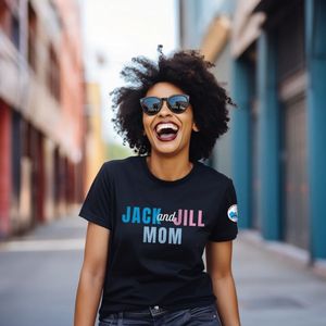 T-shirt pour femme inspiré de Jack et Jill, à manches courtes, col rond, en coton doux, décontracté, avec logo personnalisé, graphique stylé - Product Image 3
