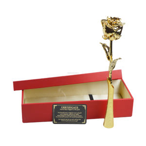 กุหลาบจริงจุ่มลงในการออกแบบตกแต่งด้วยไฟฟ้าชุบทอง24K และกล่องหรูหราบรรจุตกแต่งที่ดีที่สุดสำหรับของขวัญดอกกุหลาบธรรมชาติ - Product Image 2