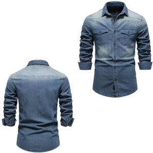 Nouvelle conception, chemise en jean décontractée à manches longues pour hommes grandes tailles / Chemise en jean surdimensionnée la plus vendue, dernière arrivée - Product Image 2