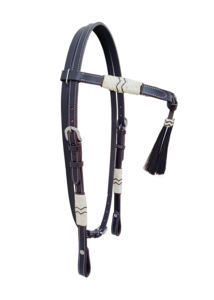 บังเหียนม้าหนังแท้สีน้ำตาลแบบปรับได้ พร้อมพู่หนังดิบธรรมชาติถักมือ รุ่น 527 (25 ชิ้น) - Product Image 2