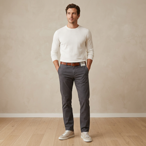 Pantalones Oxford Grises para Hombre, Estilo Chino, Cintura Media, Corte Recto, Antiarrugas, con Bolsillos, para Invierno, Multibolsillos, Carga Media - Product Image 2
