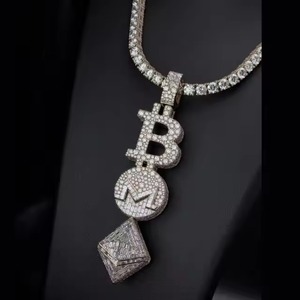 Hip Hop Luxury Custom Moissanite Letter <b>Pendant</b> 925 <b>Silver</b> Rapper Bust Down Fully Iced Out Personalized <b>Initial</b> Letter <b>Pendant</b> - Product Image 2
