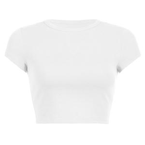 Custom LOGO High Quality Cotton Slim Fit Women's Crop <b>Top</b> Blank Puff <b>Rhinestone</b> Plain Sexy Fitted Tank <b>Top</b> Ribbed T-shirts - Product Image 2