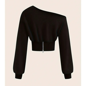 Stylish Women’s <b>Zip</b>-<b>Up</b> <b>Cropped</b> Sweatshirt Soft Lightweight Long Sleeve Pullover Casual Streetwear Trendy Top - Product Image 5