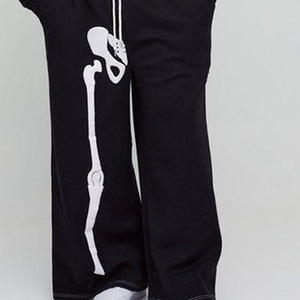 Conjunto Deportivo para Hombre con Estampado de Esqueleto Negro, Sudadera con Capucha y Cierre Completo, Pantalones Anchos, Estilo Casual Urbano para Otoño - Product Image 6