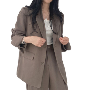 Women's Solid Color Blazer <b>Suit</b> Set With Notched Collar Full Length Pants Office Lady Style Autumn Wear - Product Image 2